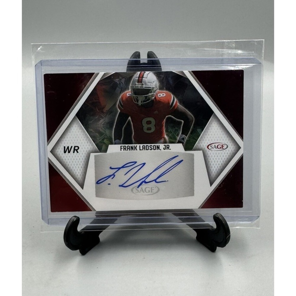 Frank Ladson Jr. 2023 Sage Low Series Red Auto RC #A-FLJ University of Miami